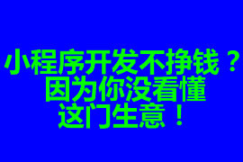 小程序開發不掙錢？因為你沒看懂這門生意！